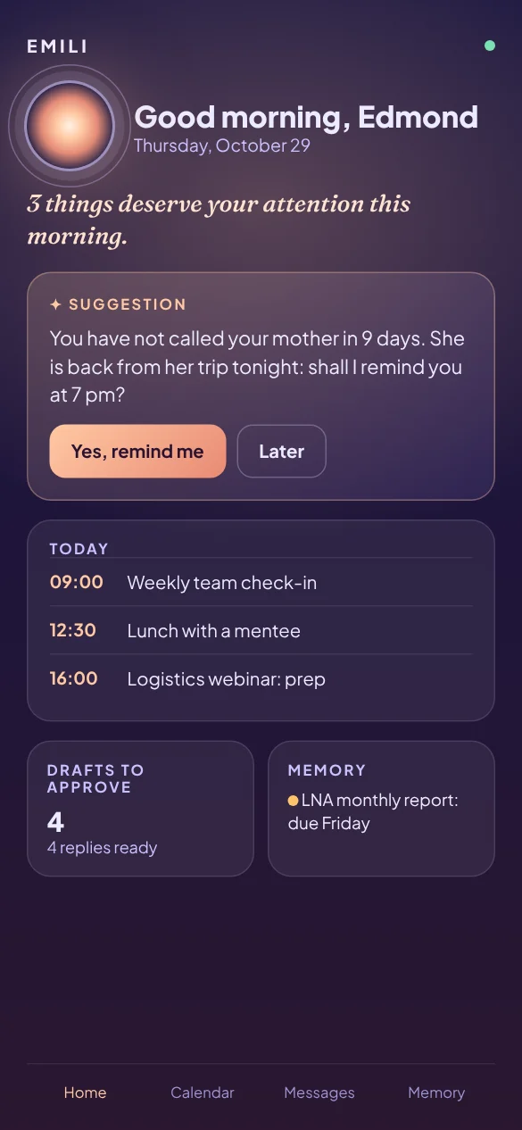 Home: today’s proactive suggestion