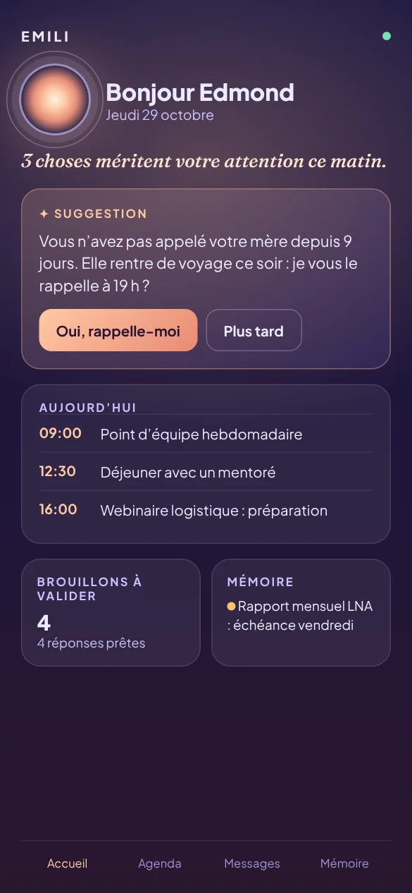 L’accueil : la suggestion proactive du jour