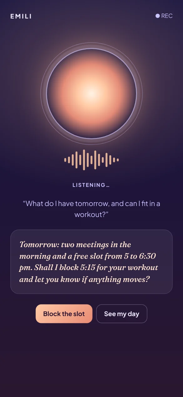 Voice: talk to EMILI like an assistant